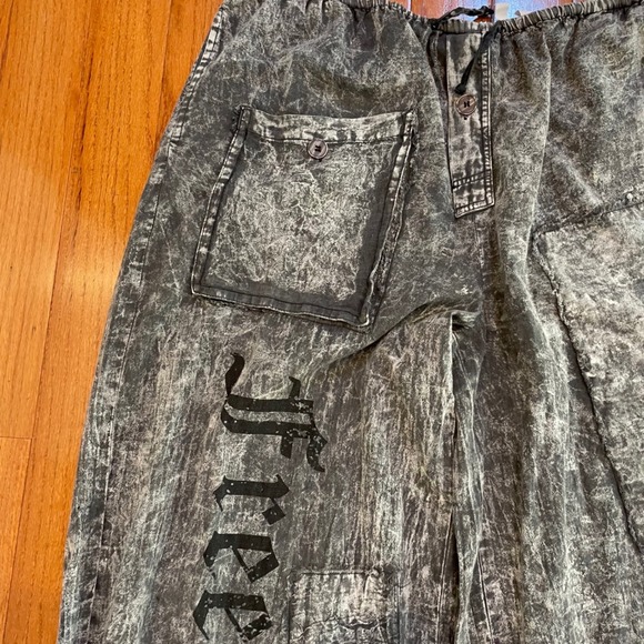 A Rare Bird Freedom Genie Pants OS Vintage Black Cotton Linen Boho Grunge unisex - Picture 5 of 15